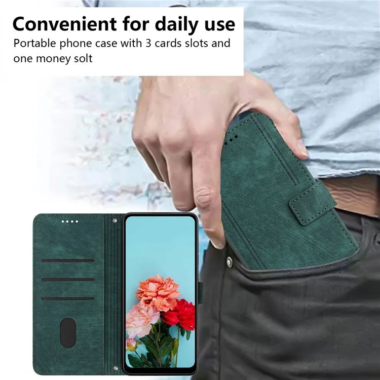 For Samsung Galaxy A55 5G Leather Cover Skin-Feel Finish Line Imprinted Phone Case