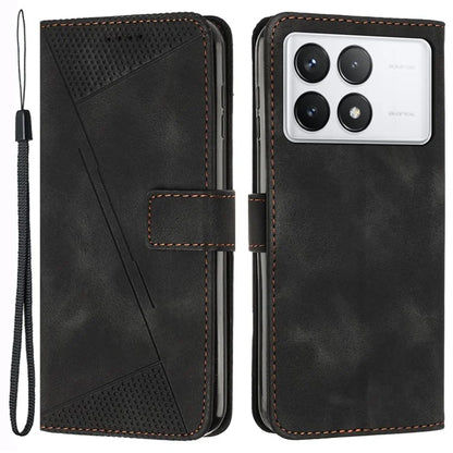 For Xiaomi Redmi K70E 5G / Poco X6 Pro 5G Leather Wallet Case Stand View Phone Cover Triangle Pattern Imprinted