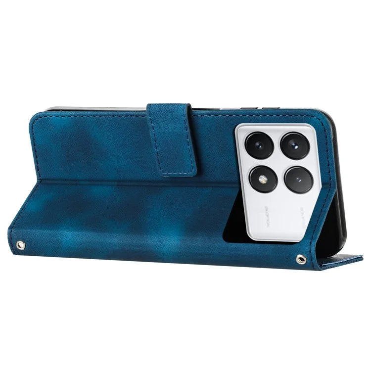 For Xiaomi Redmi K70E 5G / Poco X6 Pro 5G Leather Wallet Case Stand View Phone Cover Triangle Pattern Imprinted