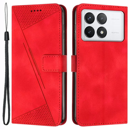 For Xiaomi Redmi K70E 5G / Poco X6 Pro 5G Leather Wallet Case Stand View Phone Cover Triangle Pattern Imprinted