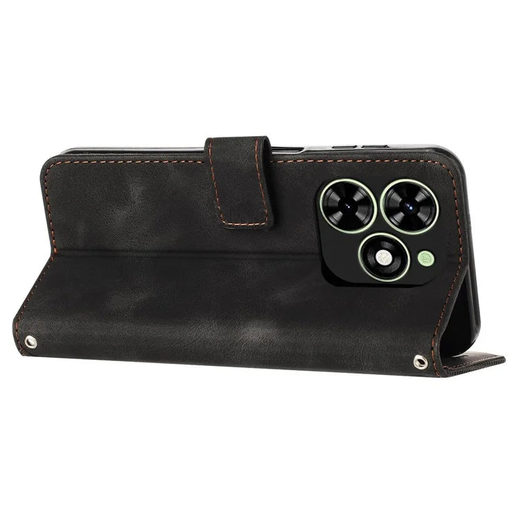 For Transsion Infinix Smart 8 4G PU Leather Case Folio Bookstytle Phone Cover with Strap