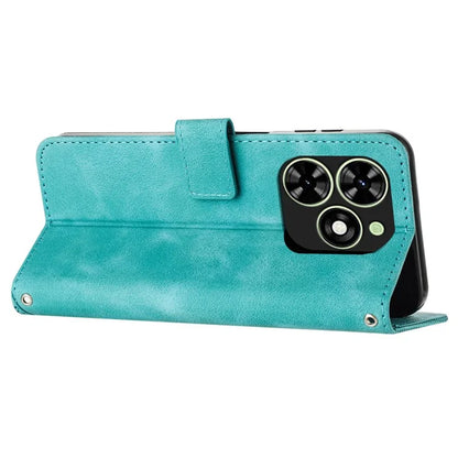 For Transsion Infinix Smart 8 4G PU Leather Case Folio Bookstytle Phone Cover with Strap