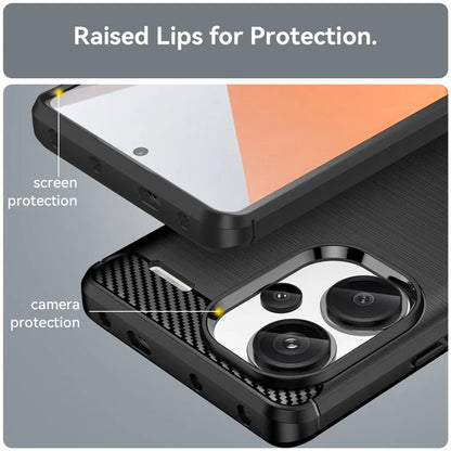 Phone Cover for Xiaomi Redmi Note 13 Pro+ 5G Case TPU Carbon Fiber Texture Phone Shell