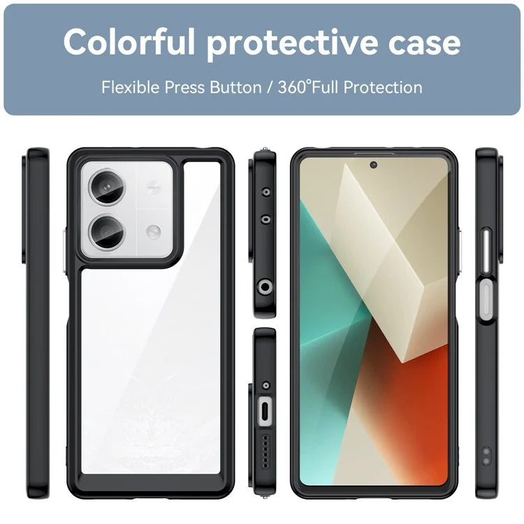 For Xiaomi Redmi Note 13 5G Phone Case Colorful TPU Frame+Acrylic Clear Back