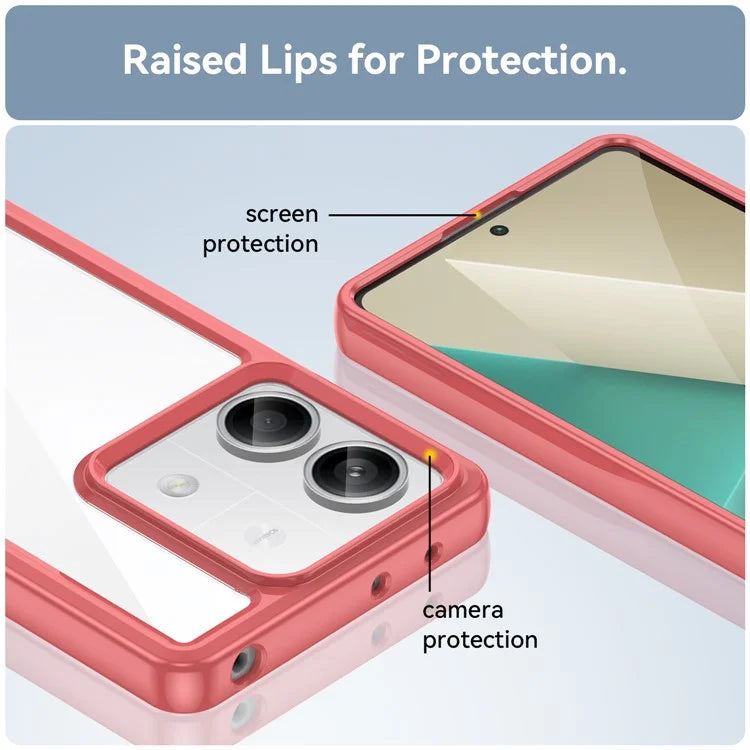 For Xiaomi Redmi Note 13 5G Phone Case Colorful TPU Frame+Acrylic Clear Back
