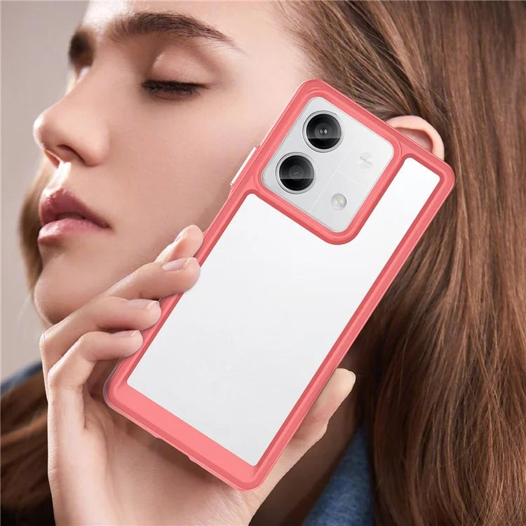 For Xiaomi Redmi Note 13 5G Phone Case Colorful TPU Frame+Acrylic Clear Back