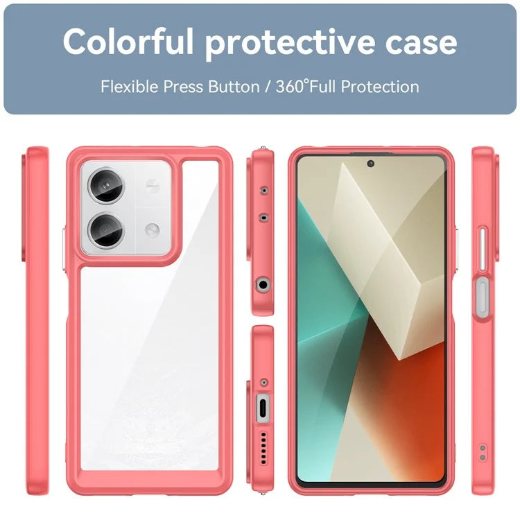 For Xiaomi Redmi Note 13 5G Phone Case Colorful TPU Frame+Acrylic Clear Back