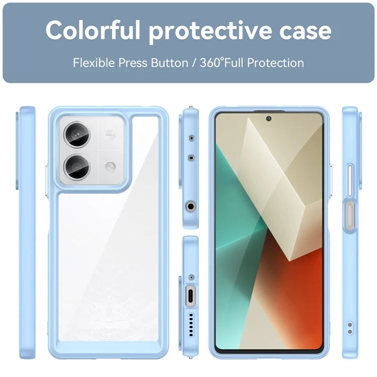 For Xiaomi Redmi Note 13 5G Phone Case Colorful TPU Frame+Acrylic Clear Back