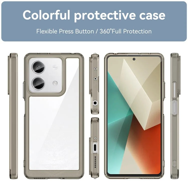 For Xiaomi Redmi Note 13 5G Phone Case Colorful TPU Frame+Acrylic Clear Back