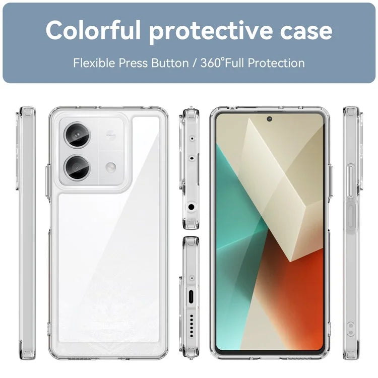 For Xiaomi Redmi Note 13 5G Phone Case Colorful TPU Frame+Acrylic Clear Back