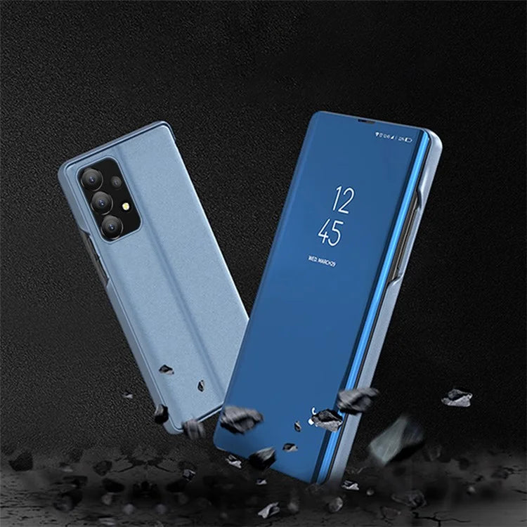 For Samsung Galaxy A13 4G Stand Leather Case Phone Cover with View Window  /  Blue