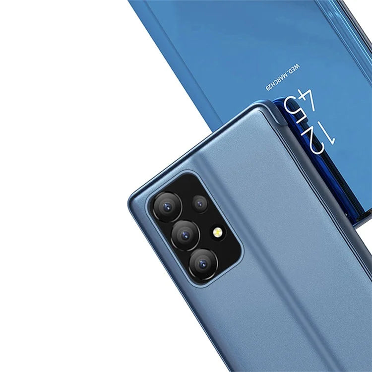 For Samsung Galaxy A13 4G Stand Leather Case Phone Cover with View Window  /  Blue