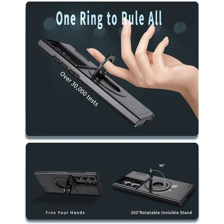 For Samsung Galaxy S22 Ultra 5G Magnetic Case Slide Lens Window N52 Magnet+PC+TPU Phone Cover