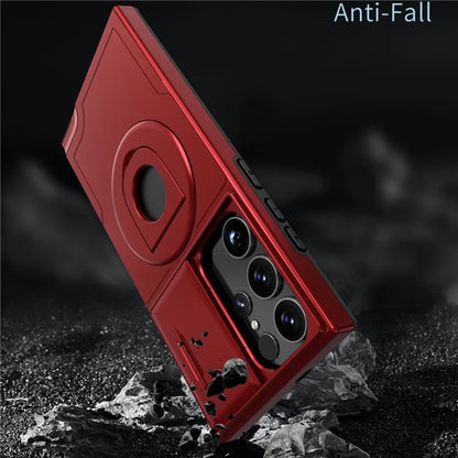 For Samsung Galaxy S22 Ultra 5G Magnetic Case Slide Lens Window N52 Magnet+PC+TPU Phone Cover