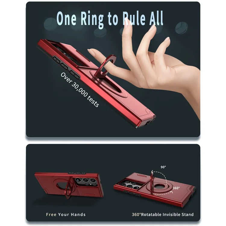 For Samsung Galaxy S22 Ultra 5G Magnetic Case Slide Lens Window N52 Magnet+PC+TPU Phone Cover