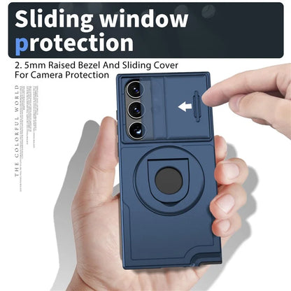 For Samsung Galaxy S22 Ultra 5G Magnetic Case Slide Lens Window N52 Magnet+PC+TPU Phone Cover