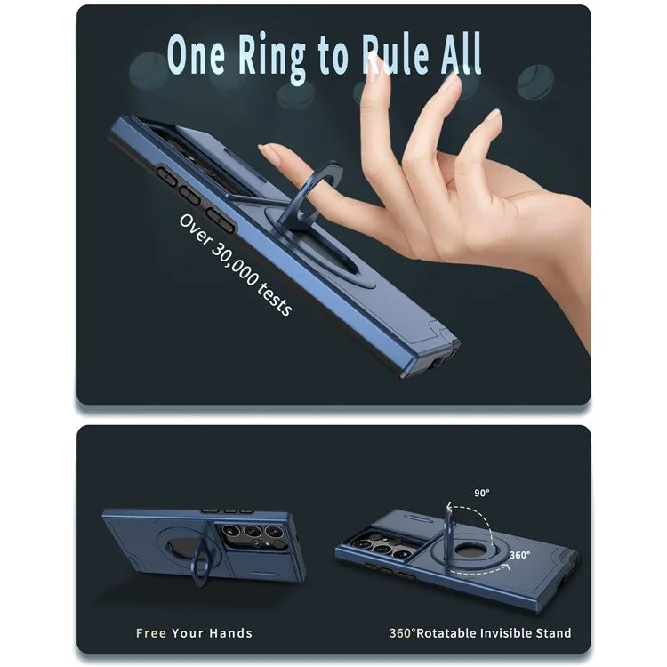 For Samsung Galaxy S22 Ultra 5G Magnetic Case Slide Lens Window N52 Magnet+PC+TPU Phone Cover