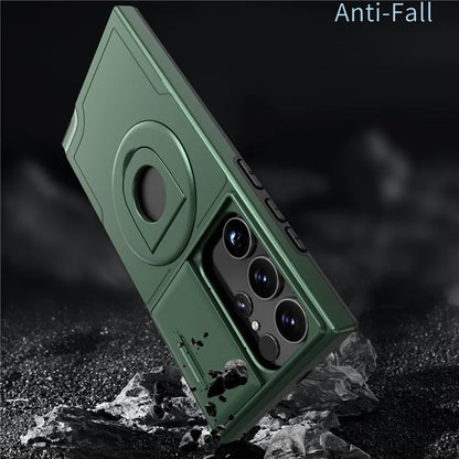 For Samsung Galaxy S22 Ultra 5G Magnetic Case Slide Lens Window N52 Magnet+PC+TPU Phone Cover