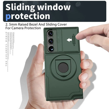 For Samsung Galaxy S22 Ultra 5G Magnetic Case Slide Lens Window N52 Magnet+PC+TPU Phone Cover