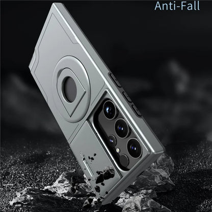 For Samsung Galaxy S22 Ultra 5G Magnetic Case Slide Lens Window N52 Magnet+PC+TPU Phone Cover