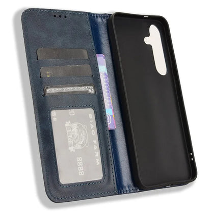 For Samsung Galaxy S24+ Wallet Phone Case Retro Texture Leather Cover