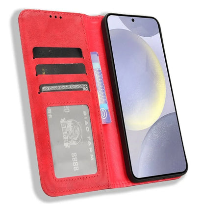For Samsung Galaxy S24+ Wallet Phone Case Retro Texture Leather Cover