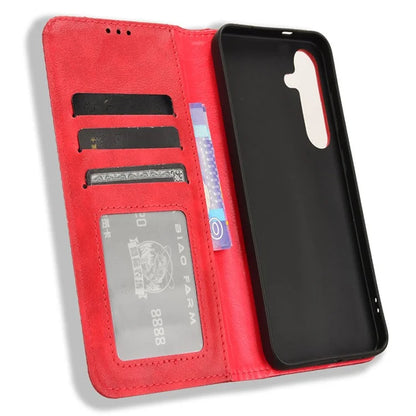 For Samsung Galaxy S24+ Wallet Phone Case Retro Texture Leather Cover