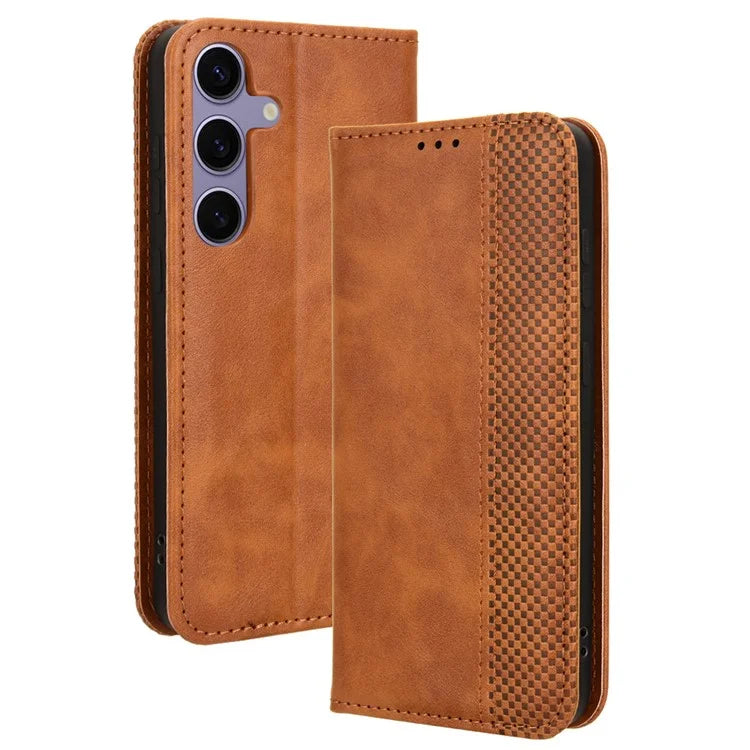 For Samsung Galaxy S24+ Wallet Phone Case Retro Texture Leather Cover
