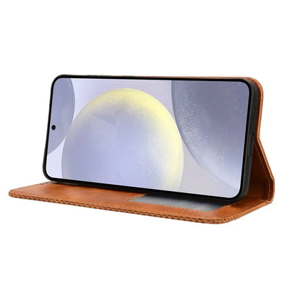 For Samsung Galaxy S24+ Wallet Phone Case Retro Texture Leather Cover