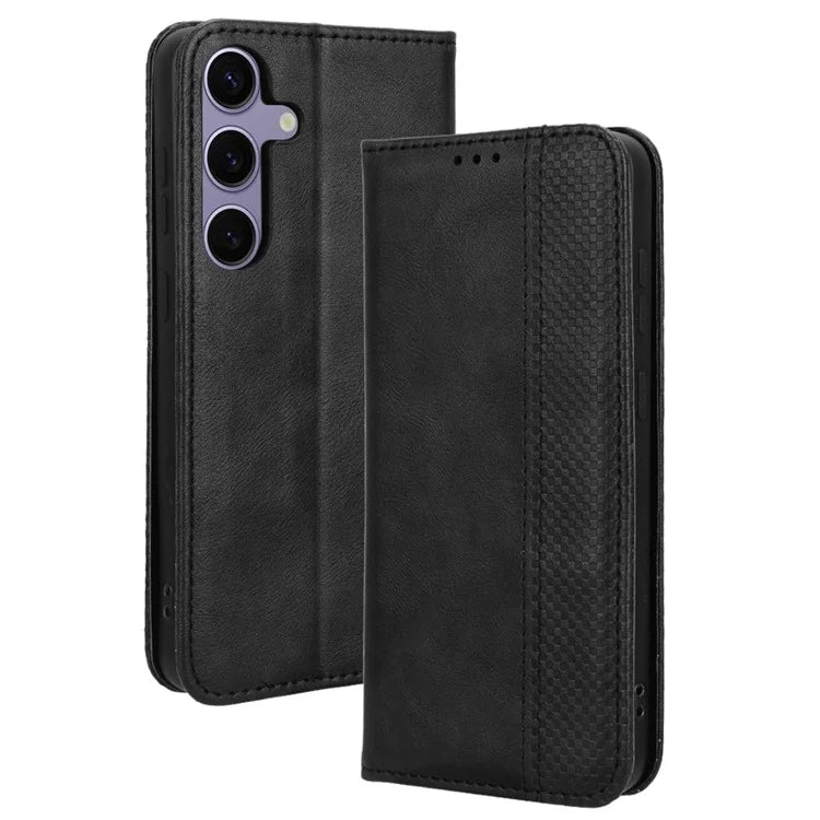For Samsung Galaxy S24+ Wallet Phone Case Retro Texture Leather Cover