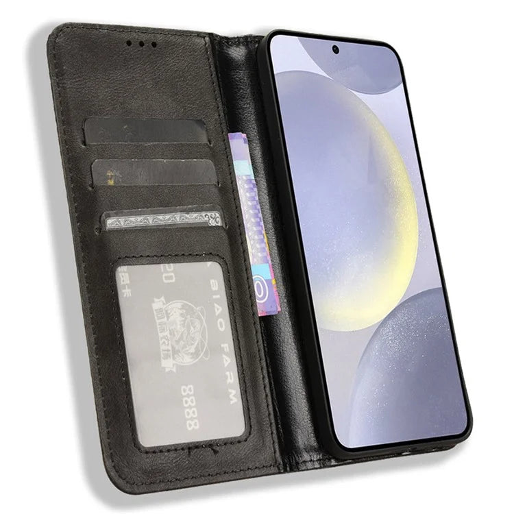 For Samsung Galaxy S24+ Wallet Phone Case Retro Texture Leather Cover