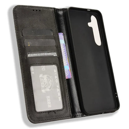 For Samsung Galaxy S24+ Wallet Phone Case Retro Texture Leather Cover
