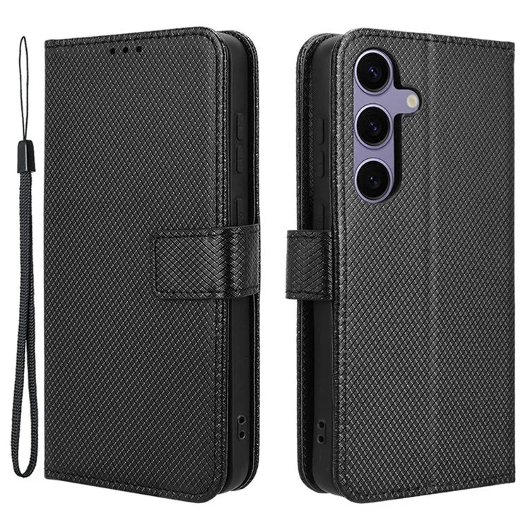 For Samsung Galaxy S24+ Walelt Leather Case Phone Stand Diamond Texture