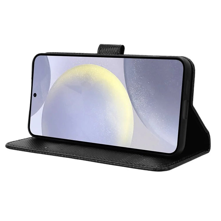 For Samsung Galaxy S24+ Walelt Leather Case Phone Stand Diamond Texture