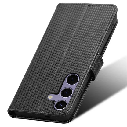 For Samsung Galaxy S24+ Walelt Leather Case Phone Stand Diamond Texture
