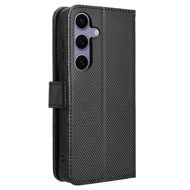 For Samsung Galaxy S24+ Walelt Leather Case Phone Stand Diamond Texture