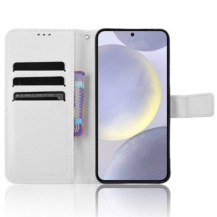 For Samsung Galaxy S24+ Walelt Leather Case Phone Stand Diamond Texture