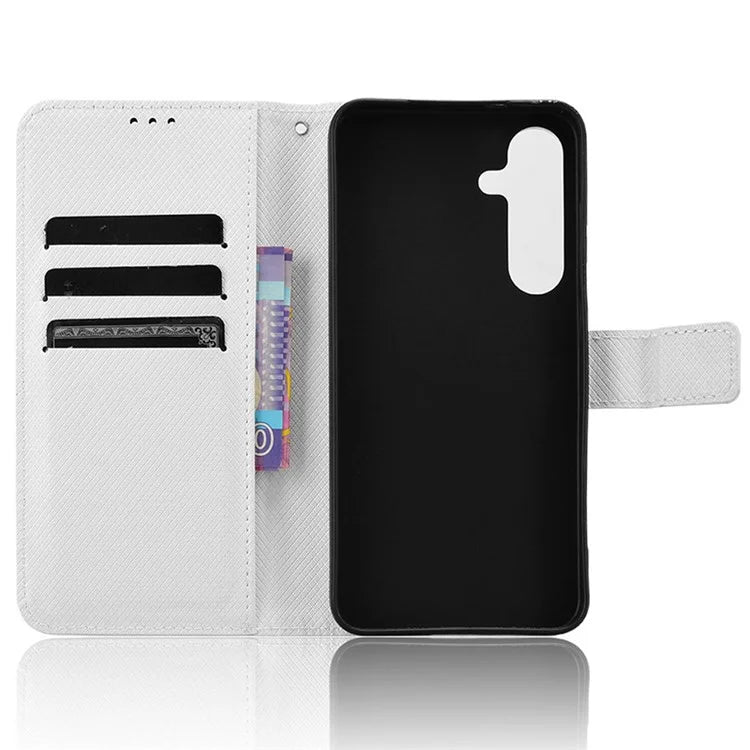 For Samsung Galaxy S24+ Walelt Leather Case Phone Stand Diamond Texture
