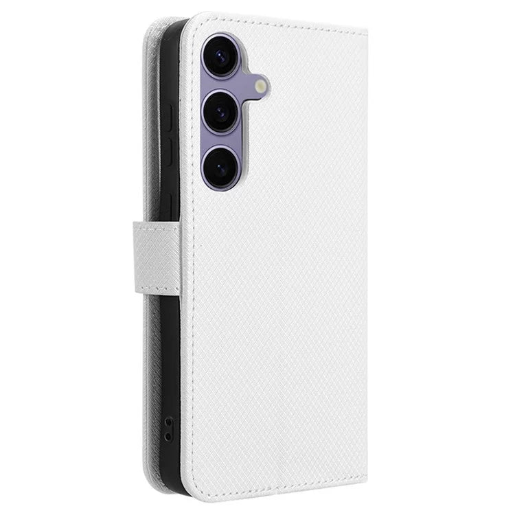 For Samsung Galaxy S24+ Walelt Leather Case Phone Stand Diamond Texture