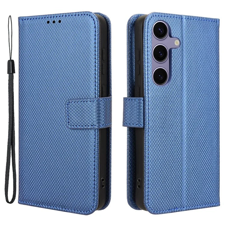 For Samsung Galaxy S24+ Walelt Leather Case Phone Stand Diamond Texture