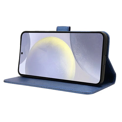 For Samsung Galaxy S24+ Walelt Leather Case Phone Stand Diamond Texture