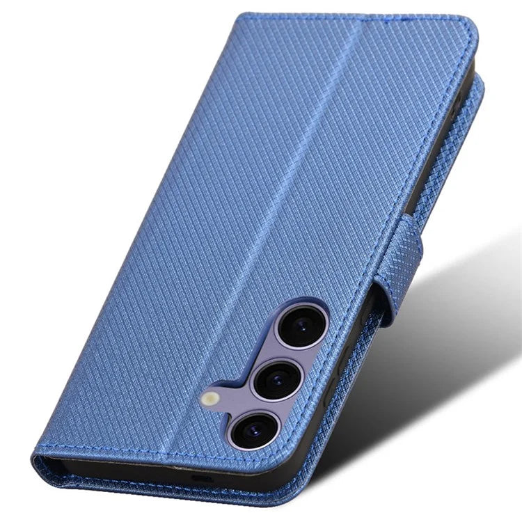 For Samsung Galaxy S24+ Walelt Leather Case Phone Stand Diamond Texture