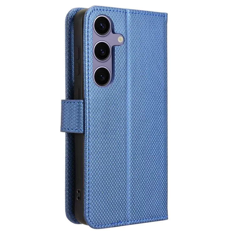 For Samsung Galaxy S24+ Walelt Leather Case Phone Stand Diamond Texture