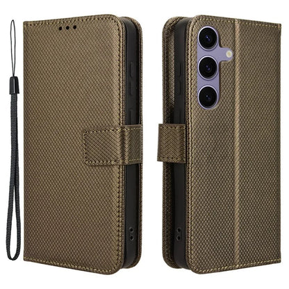 For Samsung Galaxy S24+ Walelt Leather Case Phone Stand Diamond Texture
