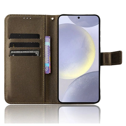 For Samsung Galaxy S24+ Walelt Leather Case Phone Stand Diamond Texture