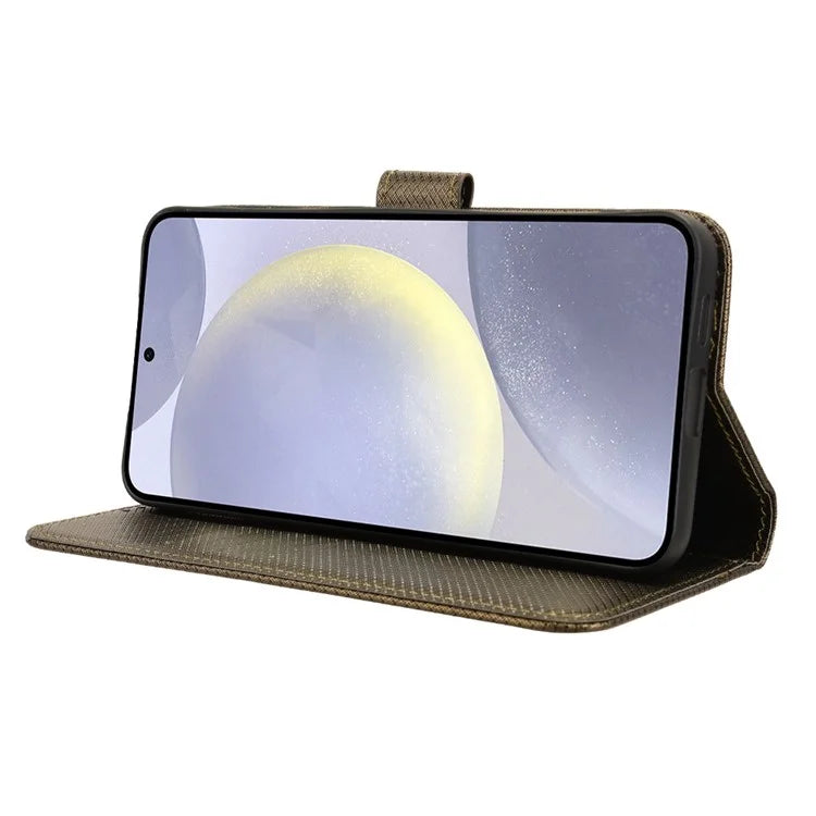 For Samsung Galaxy S24+ Walelt Leather Case Phone Stand Diamond Texture