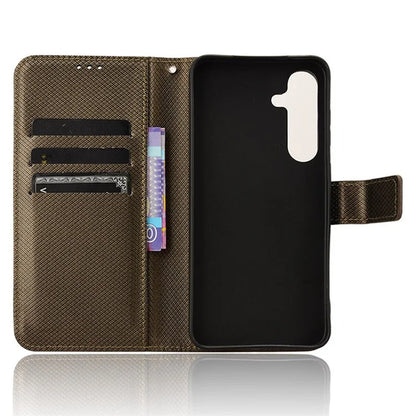 For Samsung Galaxy S24+ Walelt Leather Case Phone Stand Diamond Texture