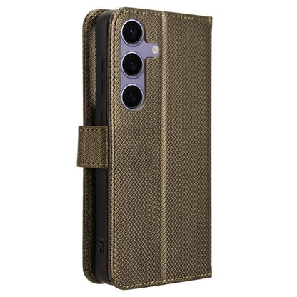 For Samsung Galaxy S24+ Walelt Leather Case Phone Stand Diamond Texture