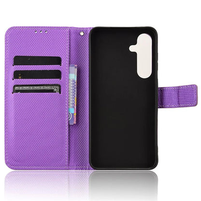 For Samsung Galaxy S24+ Walelt Leather Case Phone Stand Diamond Texture
