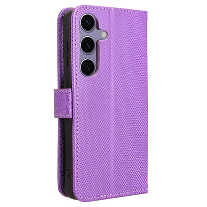 For Samsung Galaxy S24+ Walelt Leather Case Phone Stand Diamond Texture